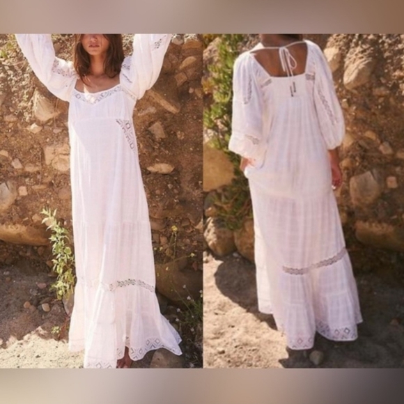 Free People Dresses & Skirts - Free People All The Attitude White Maxi Dress XS Boho Cottage Core